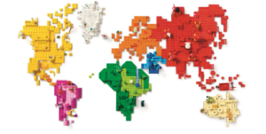 mapa świata z klocków lego
