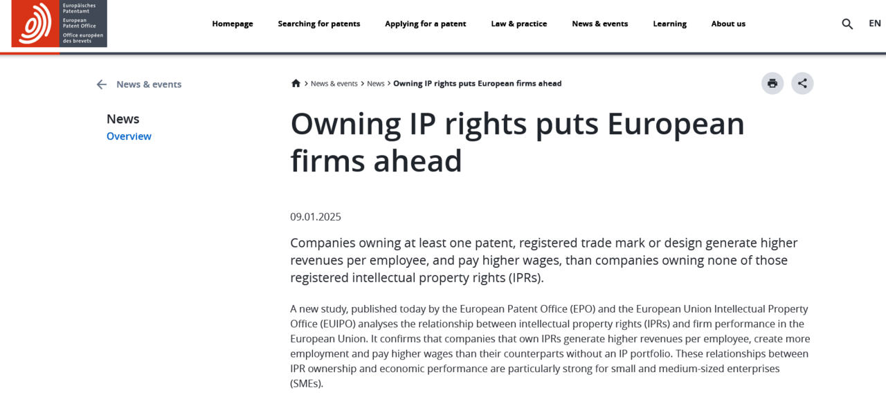 Owning IP rights puts European firms ahead